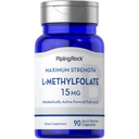 Piping Rock L Methylfolate 15 mg | 90 Kapseln | Max Potency | Active Folic Acid Supplement | Non-GMO, Glutenfrei