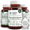 Natural Nutra Magnesium Glycinate 400 mg Supplement, fördert Herz-Kreislauf-Gesundheit, Vegan, hilft Knochengesundheit, Soja frei, 90 Kapseln