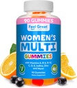 Multivitamin-Gummy für Frauen von Feel Great Vitamin Co | Multi Kaubare Gummy-Ergänzung mit Vitamin A, B-6, B-12, C, D, E, Biotin, Choline, Folsäure, Zink &amp; Mehr