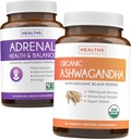 Adrenal & Ashwagandha (1-Monat-Versorgung) Calm & Energize Bundle - Adrenal-Unterstützung mit L-Tyrosin (120 Kapseln) & USDA Organic Ashwagandha 1350mg Ashwagandha Root Powder per Serve (60 Kapseln)