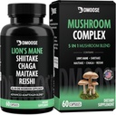 Lions Mane Mushroom Complex - 5300 mg di miscela adaptogenica per memoria, messa a fuoco e supporto immunitario - 5 in 1 Lionsmane, Chaga, Maitake, Shiitake e Reishi Extract, Nootropic Mushroom Supplement Capsule