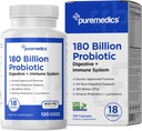 Wahl Formel Probiotika 180 Billion CFU - 18 Strains + Lactoferrin + Präbiotika - Immune, Verdauungs- & Gut Gesundheit - Verstopfung, Durchfall, Gas & Bloating - für Frauen & Männer - 120ct
