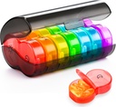 Yaklim Pill Organizer 2 Mal am Tag, Wöchentliche Pille Box AM PM, Schwarzer Datenschutz Tägliche Medizin Pille Organizer mit großen BPA Kostenlose Pille Fall für Vitamine, Fischöle, Nahrungsergänzungsmittel (Rainbow)
