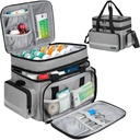 Große Pillen Flasche Organizer, Double Layers Medizin Aufbewahrungstasche mit abschließbaren Zippers und Schulterriemen,Meditation Reisetasche für Rezept Flaschen, Vitamine und medizinische Versorgung, Grau (nur)