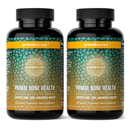 Primal Harvest 2 Pack, Primal Bone Health Calcium Carbonate Bone Health Complex für Männer und Frauen mit Calcium, Magnesium, Zink, Mangan, Kalium, & L-Carnitin (240 Kapseln)