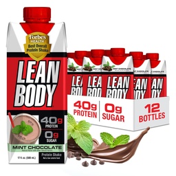 Labrada Lean Body Ready-to-Drink Mint Chocolate Protein Shake, 40g Protein, Whey Blend, 0 Zucker, Glutenfrei, 22 Vitamine & Minerals, (Recyclable Carton & Lid - Pack of 12) LABRADA