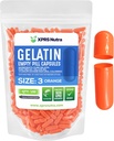 XPRS Nutra Größe 3 Leere Kapseln - 100 Graf Leere Gelatine Kapseln - Pillen DIY Kapsel Füllung - Pure Bovine Pille Gel Kapseln füllbar für Do-It-Yourself Vitamine und Ergänzungen (Orange)