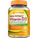 Vitamin D3 5000IU, Immununterstützung für Knochen, Zähne und Immunfunktion, Non-GMO, No Gelatin, Gluten oder Soy, 120 vegetarische Softgele
