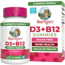 MaryRuth Organics Sugar Free | 2 Month Supply | Vitamin D & B12 Vitamin Supplements für Erwachsene & Kinder | Knochengesundheit | Immununterstützung | Vegan | Non-GMO | 60 Servietten