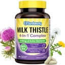 4-in-1 Milchdistel-Komplex für Männer und Frauen, Milchdistel-Extrakt mit 240mg Aktives Silymarin, 80% Std, mit Dandelion, Choline, Zink, Leber Detox & Repair, Non-GMO, Einmal täglich, 90 Veggie Caps