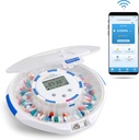 Live Fine Smart WiFi Automatische Pillenspender Frosted Lid | 28-Day Medication Organizer Bis zu 9 Dosierungen pro Tag für die Pflege Überwachung mit Schließschlüssel, Licht/Sound Alarme für Rezepte & Vitamine