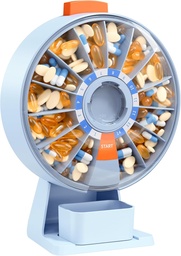 Daviky Pill Dispenser Daily, Large Pill Organizer mit Wand- oder Standbenutzung, 14 Tage Pillencontainer, Push Button Design, Wöchentliche Pille Box für Vitamin, Medizin, Ergänzung, Fischöl(blau)