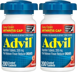 Advil Pain Reliever und Fever Reducer, Schmerzrelief Medizin mit Ibuprofen 200mg für Gelenkschmerzen, Muskel Ache und Minor Arthritis Schmerzrelief - 200 Beschichtete Tabletten mit Easy Open Arthritis Cap