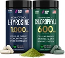 (Bundle) Clorofilla & L capsule di tirosina - Energia naturale, Immunità e Supplemento di messa a fuoco - 600 mg Clorofilla per freschezza + 1000 mg L-Tyrosina per Focus & Mental Clarity - Made in the USA