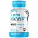Nutri R Alpha Liponsäure 600mg Kapseln - R Lipsäure mit Biotin stabilisiert - Aktive Form von R-ALA - 600 mg klinische Dosierung - Leistungsstarke Cellular Energy Support - 60 Vegan Kapseln - RALA