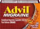 Advil Migraine Capsules remplies de liquide - 20 ct, boîte de 6