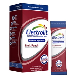 Elektrolyt-Pulver-Packets, Frucht-Punch 8-Pack, Pulverierte Hydration-Packets für Dehydratation & Rehydration, Post Workout Flavored Hydrating Drink Mix, Gluten Free Daily Water Enhancer Sticks