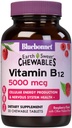 Bluebonnet Nutrition Earth Sweet Vitamin B12 5000 mcg Kautabletten, Sojafrei, Glutenfrei, Kosher Zertifiziert, Dairy-Free, Vegan, Himbeer Flavored, 30 Kautabletten, 30 Servierungen