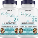 15 Tage Cleanse 2X - Double Gut & Colon Support - Advanced Gut Cleanse Detox für Damen und Herren mit Alfalfa, Cascara Sagrada, Probiotics & Psyllium Husk - Non-GMO - Made in USA - 60 Kapseln (2 Flaschen)