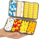 Yaklim Magnetic Travel Pill Organizer, 7 Komponenten Tragbare Pille Box, große Vitamin Organizer mit Etiketten, Tägliche Pille Fall Medizin Organizer, Große Ergänzung Organizer Magnet Pille Container Grau
