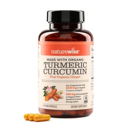 NatureWise Curcumin Turmeric 2250mg - 95% Curcuminoide & BioPerine Black Pepper Extract for Advanced Absorption - Daily Joint and Immune Health Support - Vegan, Non-GMO, 90 Count[30-Day Supply]