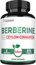 Berberine mit Ceylon Cinnamon Supplement - 1500mg Extrastärke für Immunsystem, Verdauungsmedizin, Körpermanagement und Energieproduktion - 270 Kapseln - Glutenfrei, Non-GMO