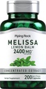 Piping Rock Zitronen Balsam Kapseln 2400mg | 200 Graf | Zitronen Balsam Extrakt | Melissa Kräuterergänzung | Glutenfrei, Non-GMO