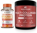 Ganzes Wellness Liposomas Vitamin C Kapseln + Multi Collagen Protein Pulver hydrolysiert Bundle