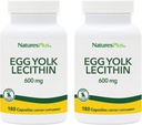 NaturesPlus Egg Yolk Lecithin - 600 mg, 180 Kapseln - Paket von 2 - Sojafrei, Glutenfrei - 180 Gesamt Servierungen