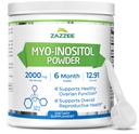 Zazzee Myo-Inositol Pulver, 6 Monate Versorgung, 183 Servierungen, 2000 mg pro Servierung, Free Scoop für Exact Dosage, 12.91 Unzen, 100% reine, All-Natural Fruchtbarkeit und reproduktive Unterstützung, Vegan, Non-GMO