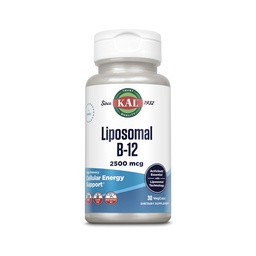 KAL Liposomales Vitamin B12 2500 mcg, hohe Absorption, Liposomale Technologie, Cellular Energy Support, Vegan Kapseln, Glutenfrei, Hergestellt ohne Soja, 30 Portionen