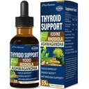 Schilddrüsenunterstützung Tropfen - Flüssige Jodergänzung, Gotas de YODO y Selenio para Tiroides, Con Rodiola Semenovii y Ortiga, Kampf Gehirn Fog w/Ashwagandha & Rhodiola Extract Tincture.2 oz