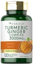 Carlyle Turmeric und Ginger Supplement 3000 mg | 120 Softgel Kapseln | Turmeric Curcumin Complex | mit schwarzem Pfeffer Extrakt | Non-GMO, Glutenfrei