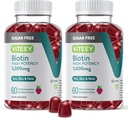 VITEEY Biotin Gummis für Haar, Haut und Nägel 5.000mcg - Sugar Free - Haarwachstum Gummis, Gesunde Haut Glow, Strong Gesunde Nagelwachstum - Vegan, Glutenfrei, Gelatin Free- Chewable Raspberry Flavor