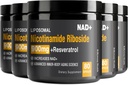 NAD Ergänzung - NAD+ mit Nicotinamid Riboside (NR) und Resveratrol Quercetin 900mg Pure Organic NAD Plus für Cellular Repair Healthy Aging Brain Function, 80 Kapseln (Pack von 5)