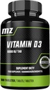 Vitamin D3 2000 IU in einer Tablette - 180 Tabletten - Lasten für 720 Servierungen - Unterstützt Calcium Balance & Knochen Gesundheit - Nahrungsergänzung von MZ