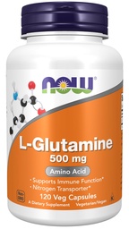 NOW Foods Supplements, L-Glutamin 500 mg, Stickstofftransporter*, Aminosäure, 120 Veg Kapseln
