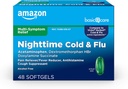 Soins de base Fromage nocturne et softgels de soulagement de la grippe, 6 heures de médecine froide, soulage les symptômes majeurs de la grippe afin que vous puissiez vous reposer, 48 comtes (paquet de 1)