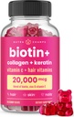 NutraChamps Hair Skin & Nails Gummis | Biotin mit Collagen & Keratin | 5000mcg Biotin Beauty Complex | Vitamin Supplement für Damen & Men | Berry | Gesundes Haar, Radiant Skin & Starke Nägel