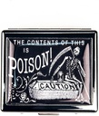 Vintage Poison Caution 7 Tage verchromt glänzende Silber Pille Organizer mit Spiegel innen hat 8 separate Komponenten Rechteck 7 Tage Pille Box Pille Case
