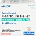 Major Original Strength Heartburn Relief - Famotidin Tabletten, 10 mg - Säure Reducer - 60 Tabletten