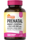 Sundance Prenatal Multivitamin | mit Folsäure | 100 Quick Release Kapseln | 800 mcg | Non-GMO, Glutenfreie Ergänzung für Frauen