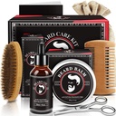Vatertag Papa Geschenke, Bart Kit für Männer, Bart Wachstum und Grooming Kit w/Beard Öl Bart Balm Bart Brush Bart Comb Bart Schere, Geburtstag Geschenke für Herren Ehemann Ihn Großvater Sohn Bruder