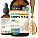 BIO KRAUTER Lions Mane Liquid Extract - Pilzergänzung für Gehirnunterstützung - Vegan Lions Mane Supplement - Alkohol & Zucker Kostenlose Tropfen - 2 Fl.Oz.