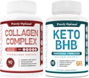 Pure Optimale Premium Keto Diätpillen verwenden Fett für Energie mit Ketosis + Premium Multi Collagen Peptide Kapseln (Typen I, II, III, V, X)