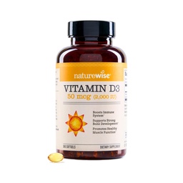 NatureWise Vitamin D3 2000iu (50 mcg) 1-Jahres-Versorgung für Immununterstützung, Gesunde Muskelfunktion und Knochengesundheit - Non-GMO, Glutenfrei in Bio Extra Virgin Olivenöl, (Mini Softgel), 360 Count