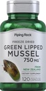 Piping Rock Green Lipped Muschel | 120 Kapseln | Nahrungsergänzungsmittel für Menschen | Gefriergetrocknet aus Neuseeland | Nicht-GVO, glutenfrei