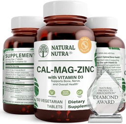 Natürliche Nutra Calcium Magnesium Zink-Ergänzung mit Vitamin D3 für Knochenstärke, hilft Muskelkraft zu verbessern, Gesundheit Glutenfrei, und Zuckerfrei, essentielle Mineral Complex 100 Count (Pack von 3)