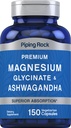 Piping Rock Magnesium Glycinate und Ashwagandha | 150 Kapseln | Premium Complex Formel | Vegetarische Ergänzung | Non-GMO, Glutenfrei