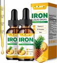 Flüssige Eisen Ergänzung für Frauen Männer & Kinder Multivitamin Eisen Tropfen mit Folat, Vitamin C, B6, B12, Zink für Anämie, Eisenmangel, Blut Builder, Energie - Natürliche Ananas Flavor, Vegan 4 Fl Oz
